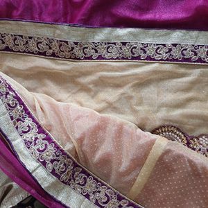 Beautiful Purple Saree With Blause