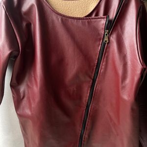 Stylish Maroon Winter Leather Jacket