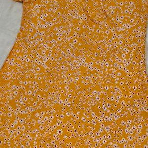 Beautiful Orange Floral Crepe Mini Dress For Women