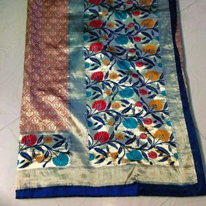 Beautiful multi colour banarasi silk saree