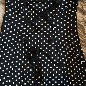 Black Polka Dot Front Lace Corset Detail Dress