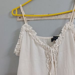 Adjustable Strap White Flowy Top