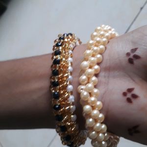 2 Handmade Peral Bangles Of Different Types