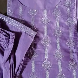 Beautiful Lavender Kurta Pant And Dupatta