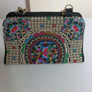 Multicolor Embroidered Casual Sling Bag (Women)