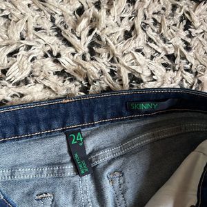 Distressed Benetton Denim Blue Jeans