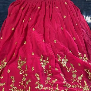 Hot Pink Designer Georgette Paplum Lehenga