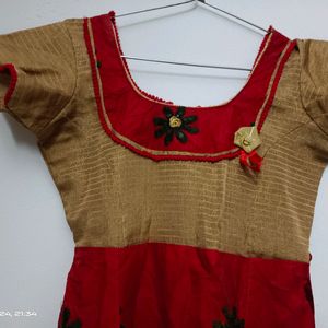 Traditional Red and Gold Embroidered Dress