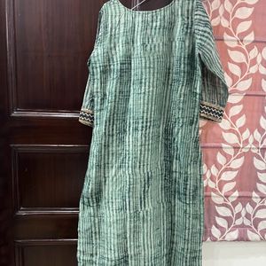 Green Shirt With Dupatta Wit Kantha Highlight