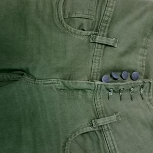 high Waist Green Jeans For Teenage Girls