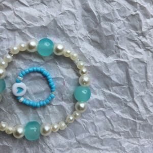 PEARL BLUE BRACELET WITH RING