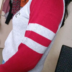Gray And Red Lining Top