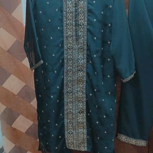 Dark Green Suit Set With Dupatta