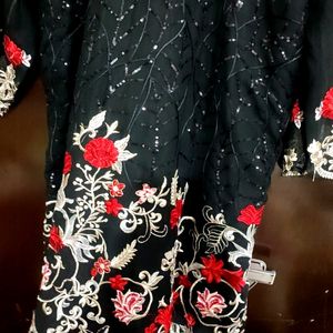 Black Designer Plazo Suit With Dupatta 44 Bust