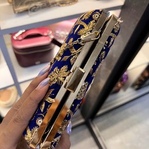 Velvet Clutch With Gold Embroidery