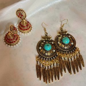 Jhumka Earring And Dreamcatcher Earring Set Of 2