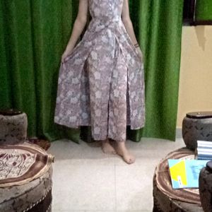 Western Floral Print Dress (Bottom And Long Gown )