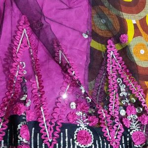 Magenta Net Saree