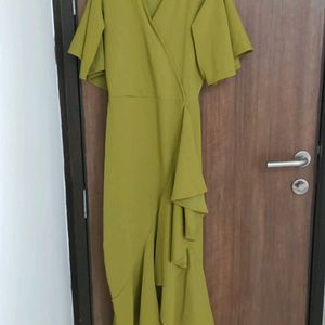 Women Bodycon A-line Dress Olive Green Colour