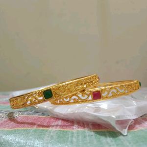 Fashionable Gold Bangles - Pack Of 2