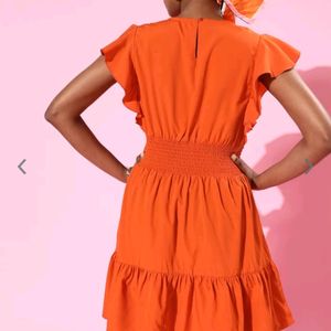 DressBerry Women Bright Orange Solid Dress