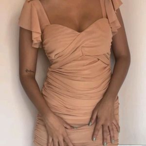 Nude 🪐Ruffle Bodycon Dress