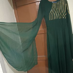 Gown With Butterfly Sleeves Perfect For Mehndi