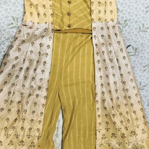 Mustard Colour Party Wear Indo-western Dress