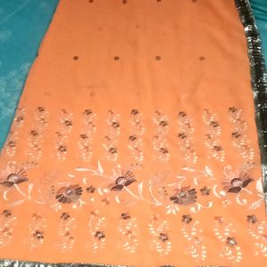 Beautiful Gota Saree With Dhaga Kadhai