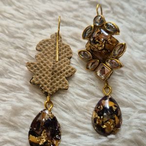 Handmade Resin With Kundan Earing