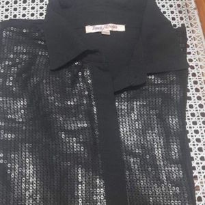 Smart Black Sequins Partywear Shirt 40 To 44 Size