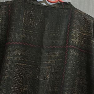 Kashmiri Print Black Kurta