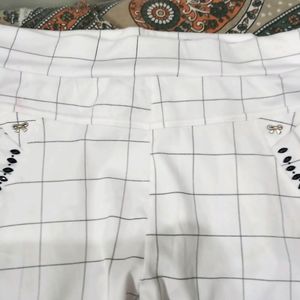 White Checked Trouser