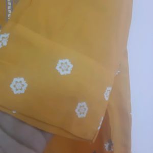 W Mustard Kurta Palazzo Set