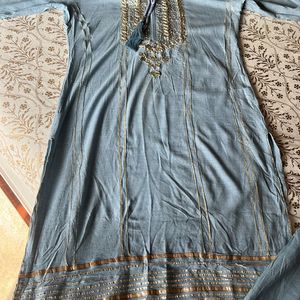 Blue Gotta Pati Work Kurta Set