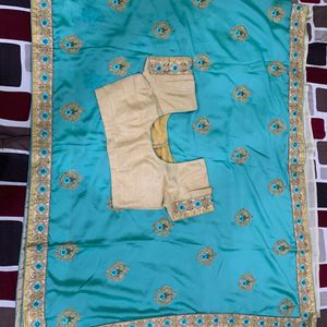 Peacock Green Cream Exclusive Wedding Saree