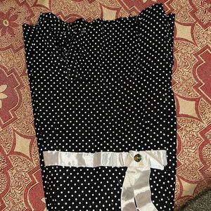 Polka Dotted Black Midi Dress