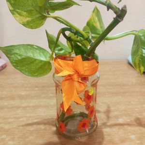 Floral Painted Glass Jar