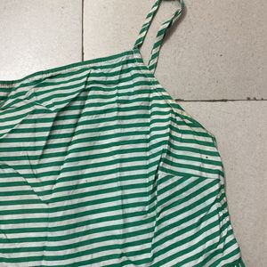 Green Striped A-line Dress