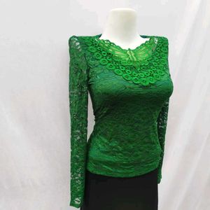 Korean Green Butterfly Patterned Top