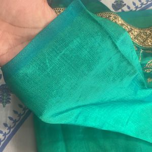 Peacock Green Silk Saree From Chandani Chowk Delhi