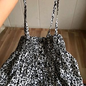 Leopard Print Black And White Shorts Jumpsuit