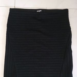 Black Party Short Skirt With Self Strips