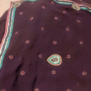 Purple Saree With Butta Design