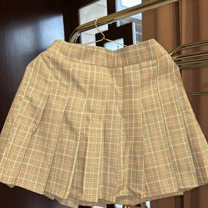 Blue Pleated Chek Skirt