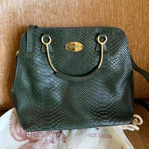 Hidesign crocodile leather green bag