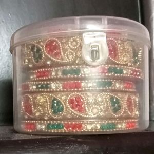 Beautiful Golden And Red Green Bangles Set ❤️