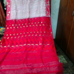 Red And Cream Nice Saree.