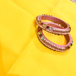 Best Kundan Pink Colour Bangles