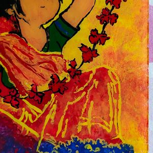 Glass Painting Of Flower Selling Lady 🧺🌺